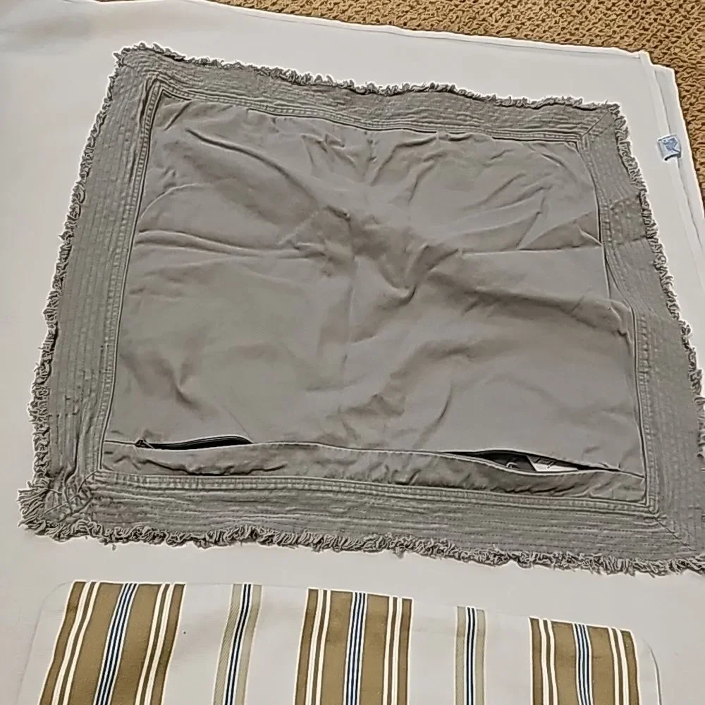 - 2 Pottery barn striped/gray pillow cases